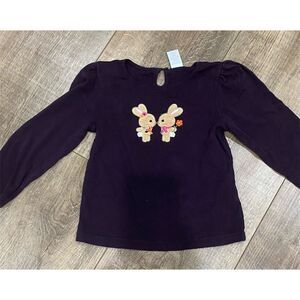 Gymboree Girls Size 5T purple Long Sleeve Bunny Appliqué Top